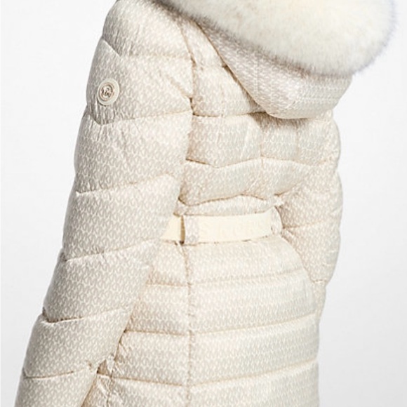 Michael Kors Monogrammed Puffer Jacket with Fur Hood - Picture 13 of 13